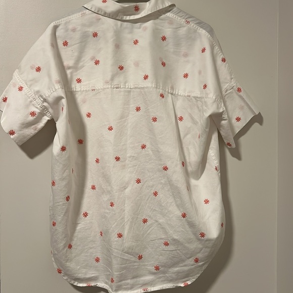 Madewell Embroidered Daisy Courier Button Down White Pink Shirt Size Small - Picture 4 of 4